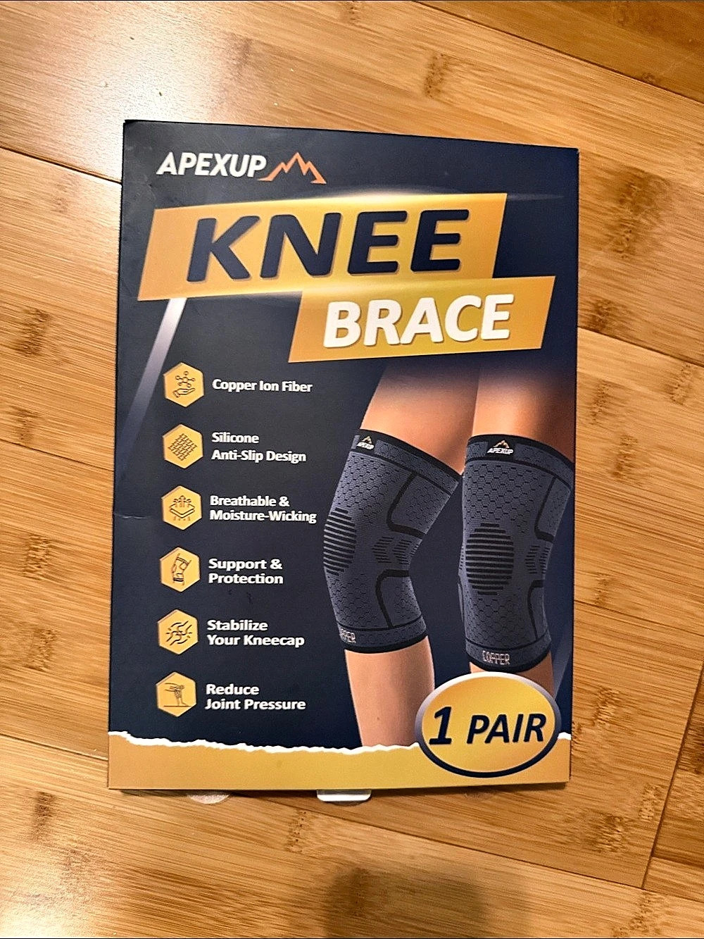 APEXUP Knee Brace Black 1 Pair NWT